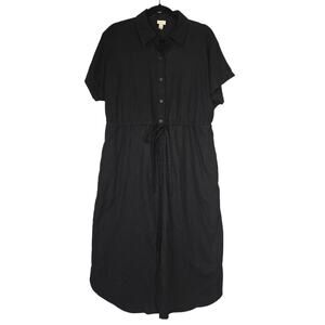 A New Day Midi Shirt Dress Linen Rayon Blend, Button Down, Size M